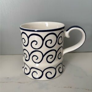 Whittard Of Chelsea Blue & White Hand Painted Swirl Patterned Coffee Mug